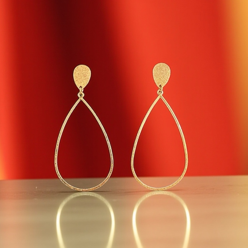 Gold Teardrop Hoop Earrings